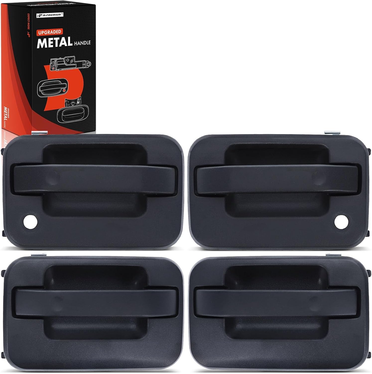 A-Premium Upgraded Metal Exterior Door Handles Compatible with Ford F-150 F150 2009-2014, Textured Black, 4-PC Set, Front and Rear Driver and Passenger Side