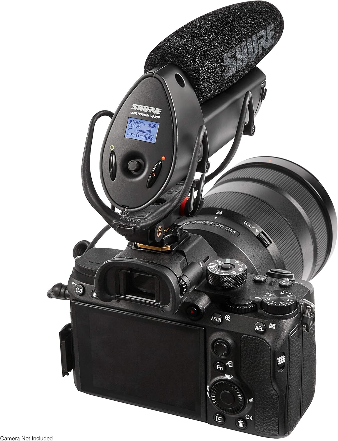 Shure VP83F LensHopper Camera-Mounted Condenser Shotgun Microphone with Integrated Digital Flash Recording - Windscreen, Superior RF Immunity, Backlit LCD, 5-Position Joystick, Rycote Lyre Shock Mount