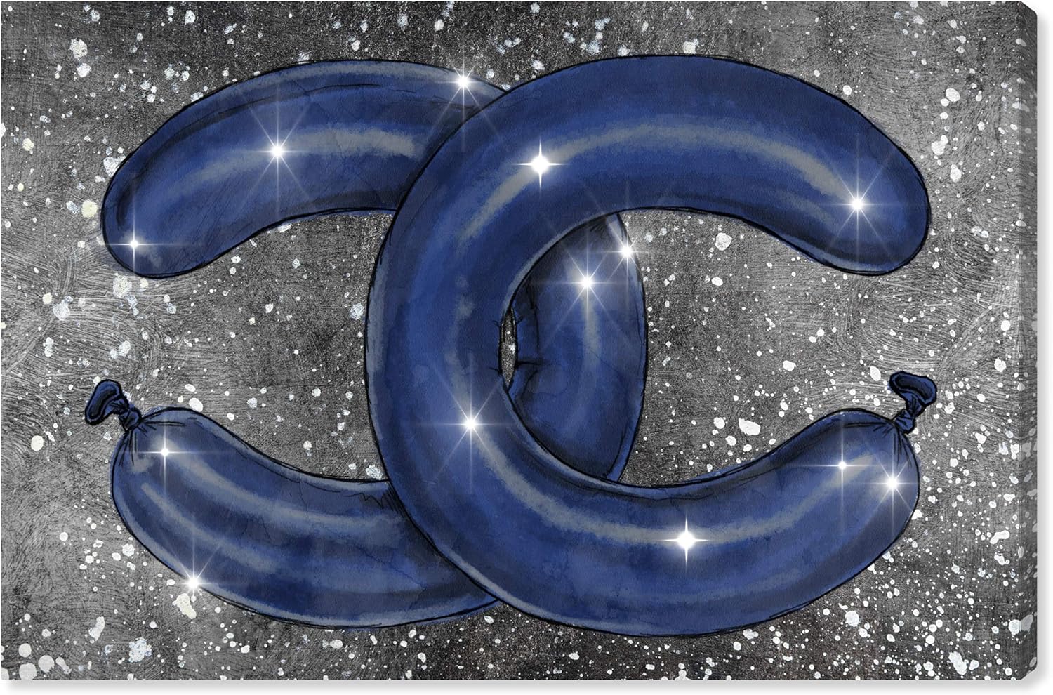 The Oliver Gal Artist Co. Fashion and Glam Wall Art Canvas Prints 'Navy Balloons and Silver Stars'