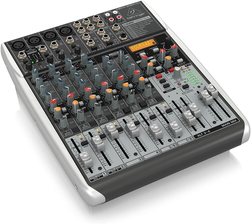 Behringer XENYX QX1204USB Premium 12-Input 2/2-Bus Mixer with XENYX Mic Preamps and Compressors, Klark Teknik Multi-FX Processor, Wireless Option and USB/Audio Interface