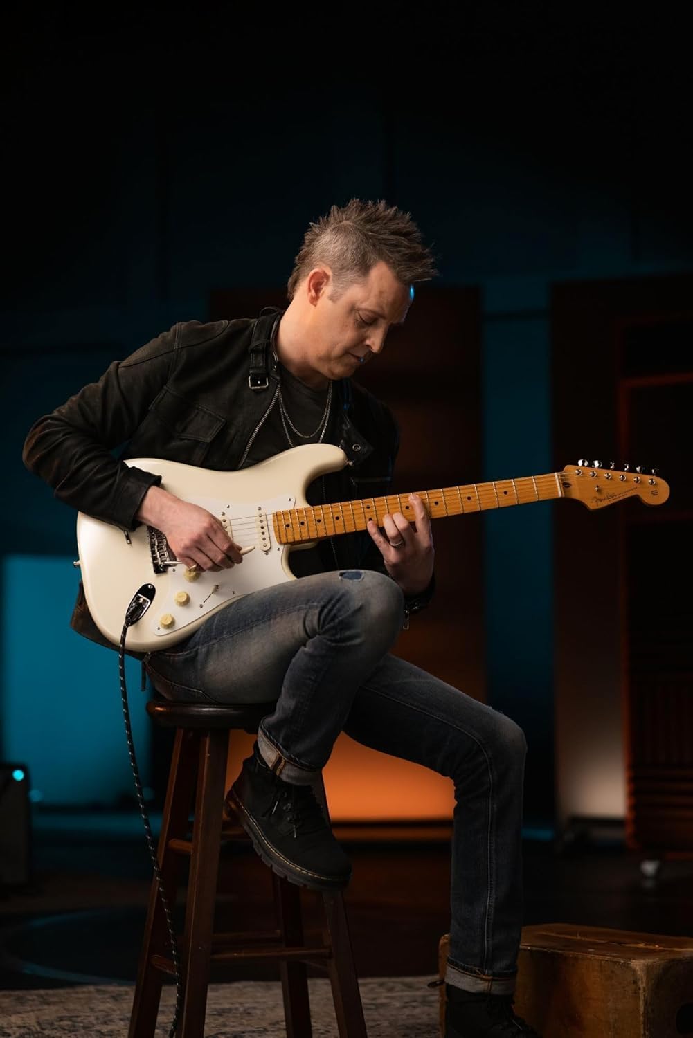 Fender Lincoln Brewster Stratocaster Electric Guitar - Olympic Pearl with Maple Fingerboard