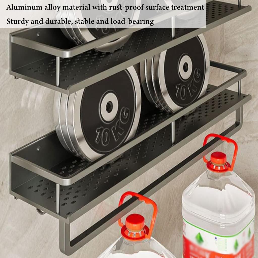 GIZNXBA Corner Shower Caddy, Adhesive Bathroom Caddy with Hooks, No Drilling Shower Shelves, Shower Rack for Inside Shower, Wall Mount Shower Shelf for Toilet (Color : /Gray, Size : 40cm)