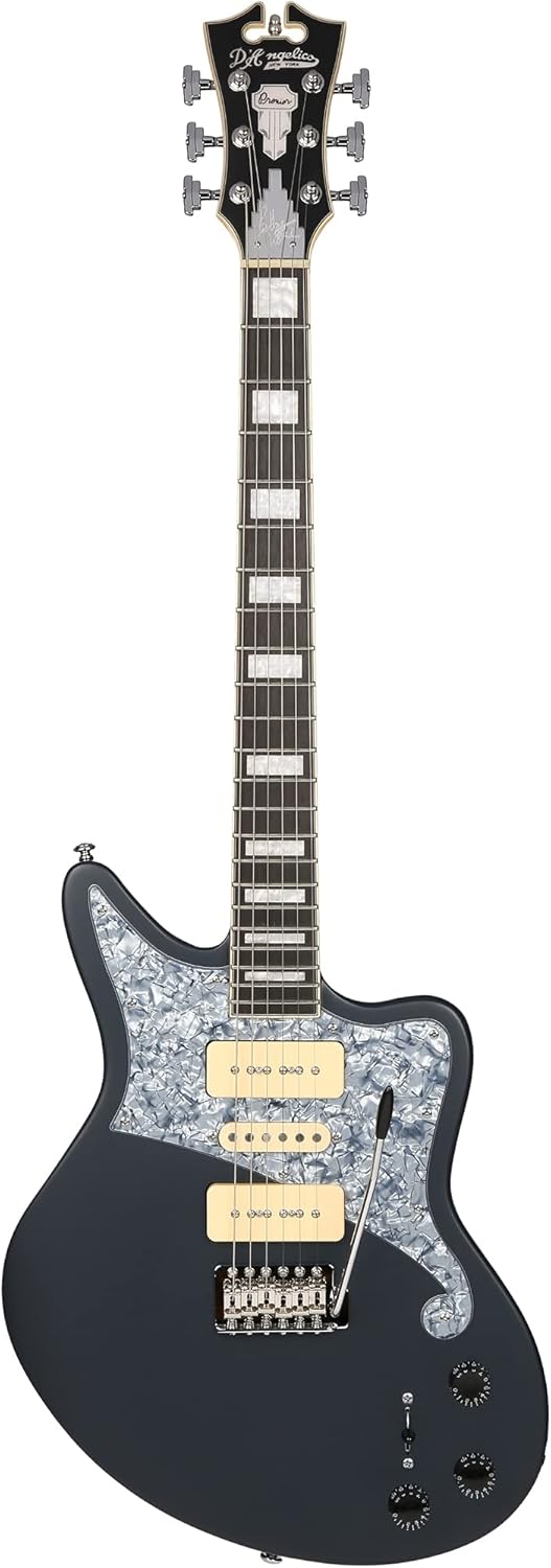 D'Angelico 6 String Solid-Body Electric Guitar, Right, Stone (DAPBEDBWMSTCTR)