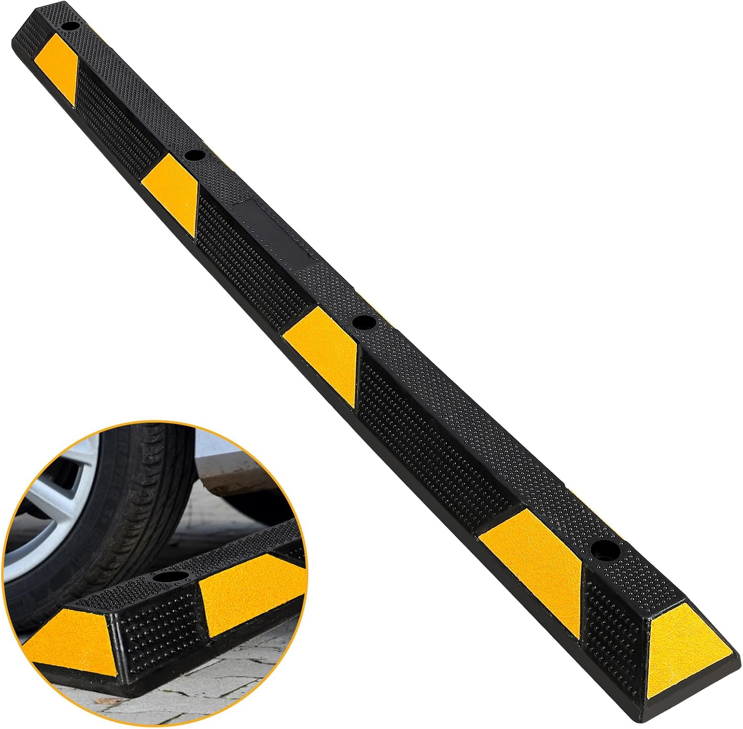 Garvee Curb Parking Garage Floor Stopper - 72 in Extra Wide Heavy Duty Rubber Parking Lot Stopper, for Vehicles Truck Driveway, Protect Pumpers from Cars Vans Trucks(2PCS)