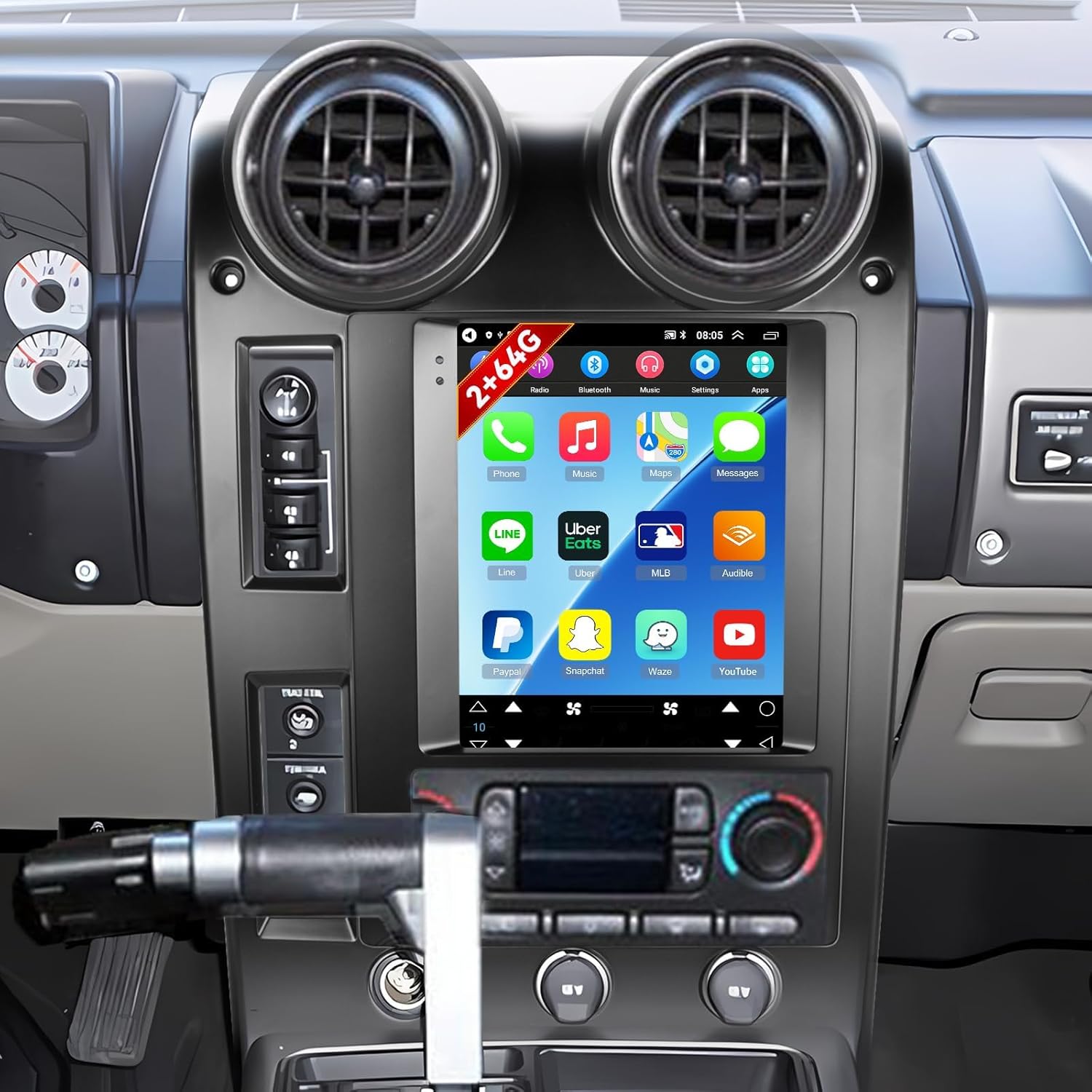 for Hummer H2 Radio 2002 2003 2004 2005 2006 2007, [2+64G] 9.7 inch Hummer H2 Car Stereo Android Touch Screen, Carplay/Android Auto/Hi-Fi Audio/1080P/SWC/Bluetooth