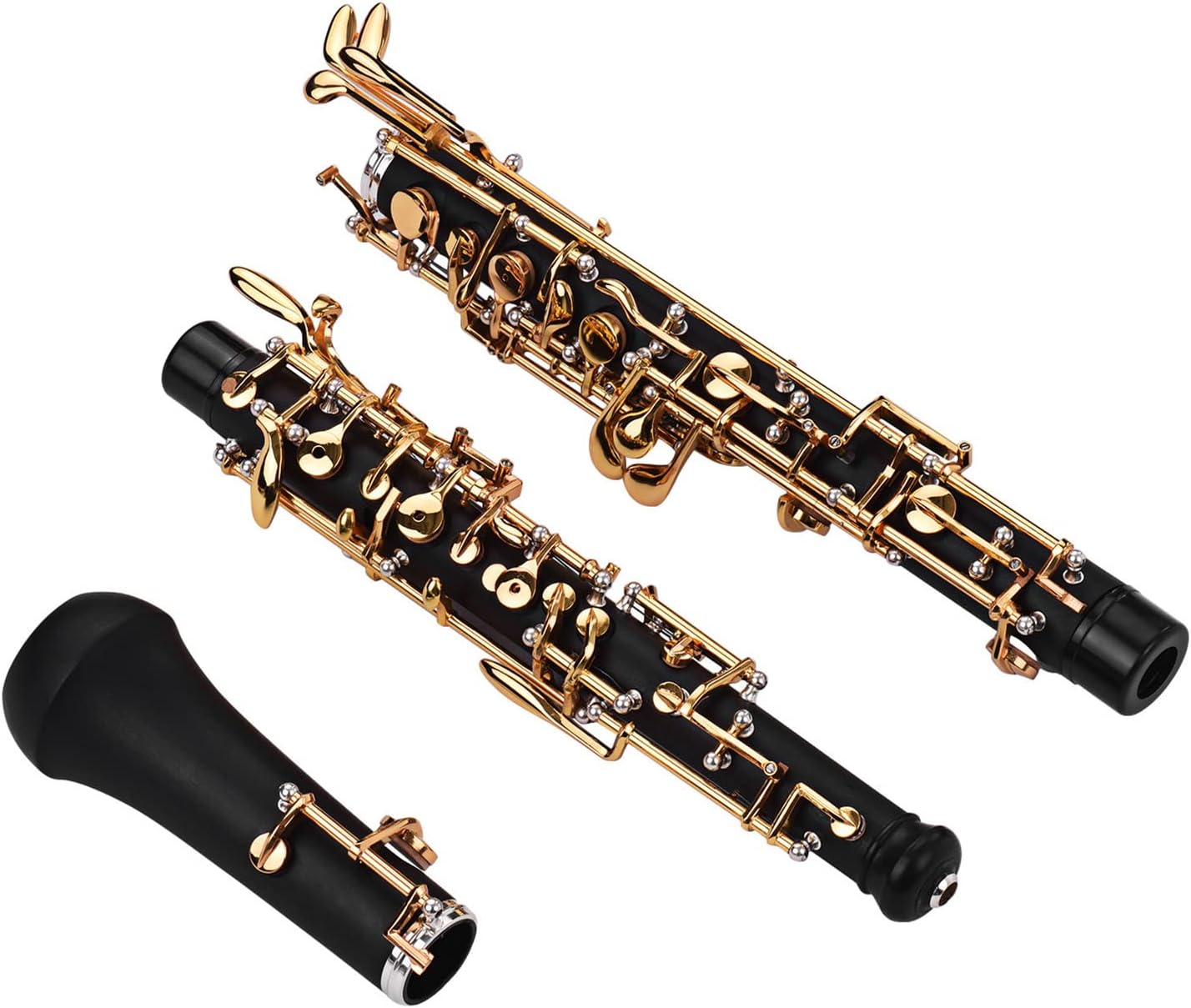 Oboe Instrument Professional Oboe C Key Semi-automatic Style Gold Plated Keys Woodwind Instrument with Oboe Reed Gloves Leather Case Carry Bag Cleaning Cloth Mini Screwdriver