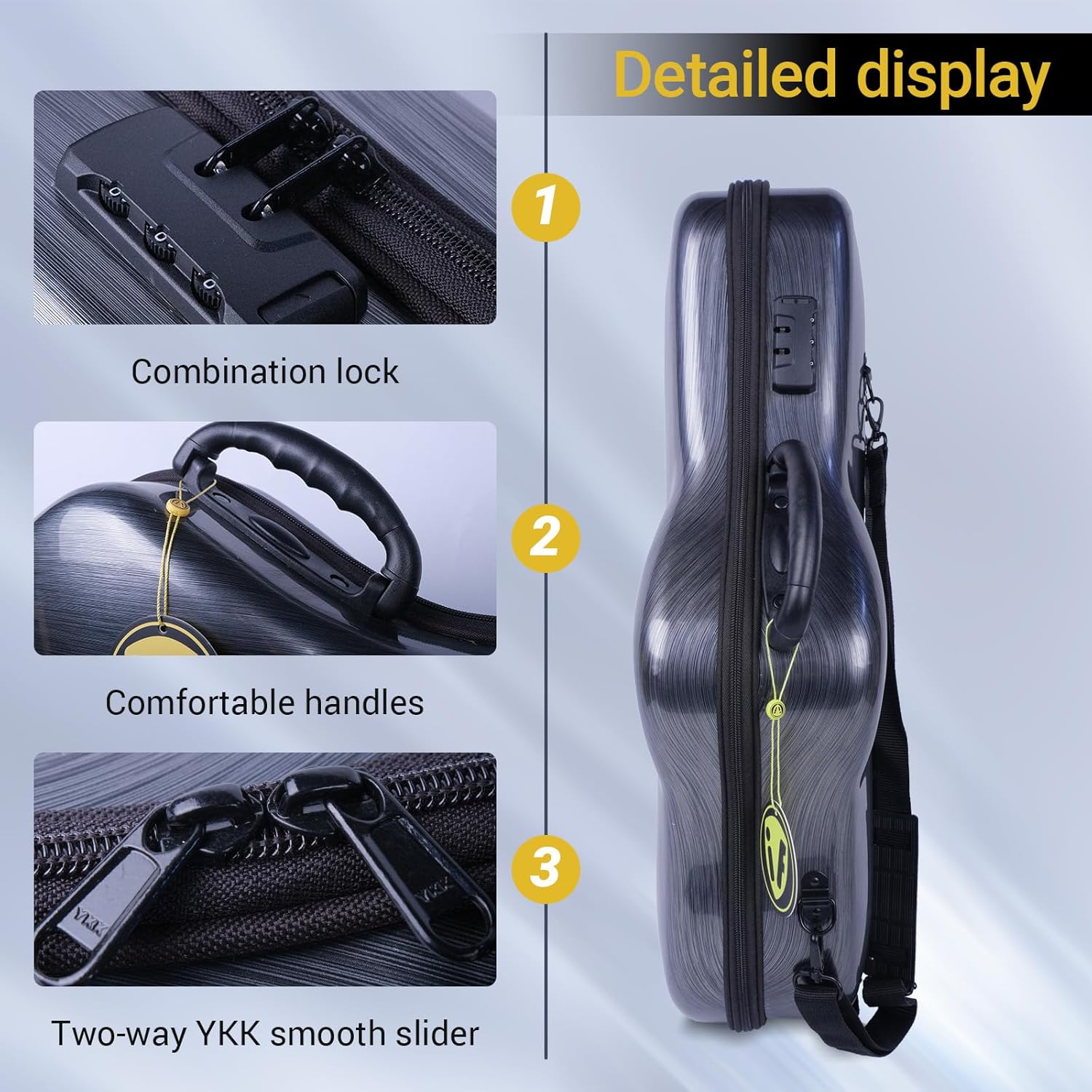 IF Alto Saxophone Contoured High-Strength Protective Shell, Lightweight & Durable Construction Alto Sax Case, Accessory Pocket, Combination Lock & Detachable Strap, Hard Shell Backpack