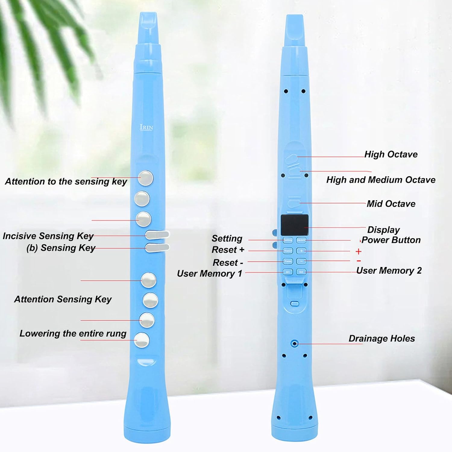 Portable Electric Blowpipe LCD HD Display Digital Wind Instrument, 4 Octaves Musical Instruments for Beginners