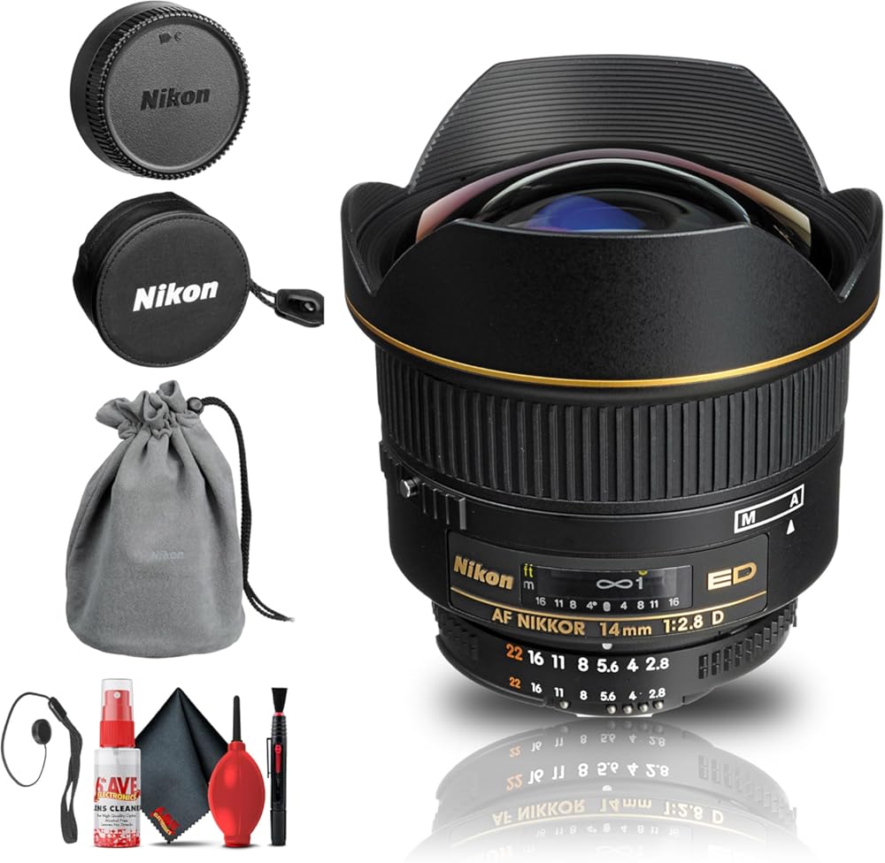 Nikon AF NIKKOR 14mm f/2.8D ED Ultra Wide Prime Lens (1925) + Cap Keeper + Cleaning Kit (Renewed)