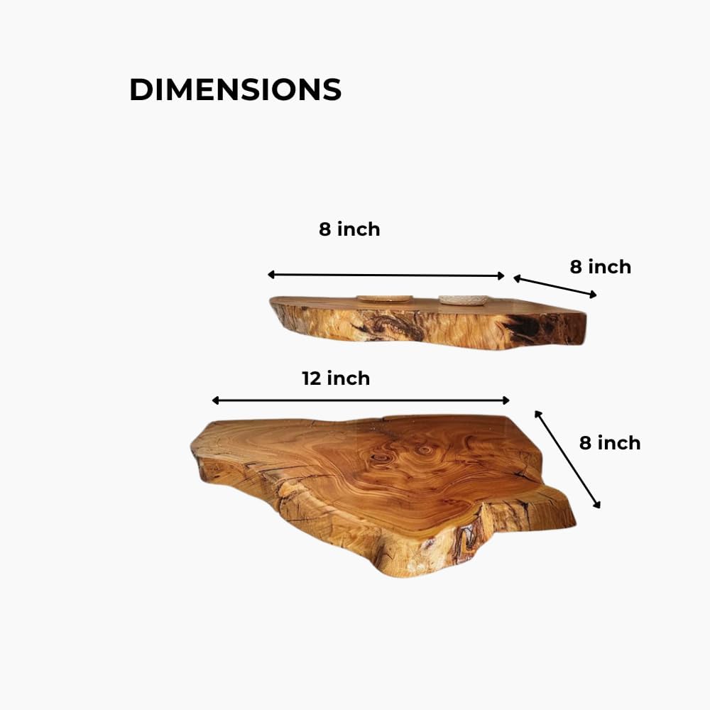 Brill Live Edge Wood Corner Shelf Wall Mount, Set of 2 Solid Acacia Wood, Corner Shelves with Brackets, Smooth- Durable - Attractive Shelves for Bedroom Living Room Bathroom Kitchen