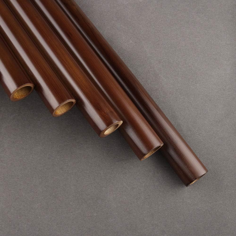 22/25 Pipes C Key Professional Pan Flute Chinese Traditional Musical Instrument Pan Pipes Easy to Learn with Exquisite Brown Pan Pipes Flute and Black PU Bag Included (25-Left Hand)