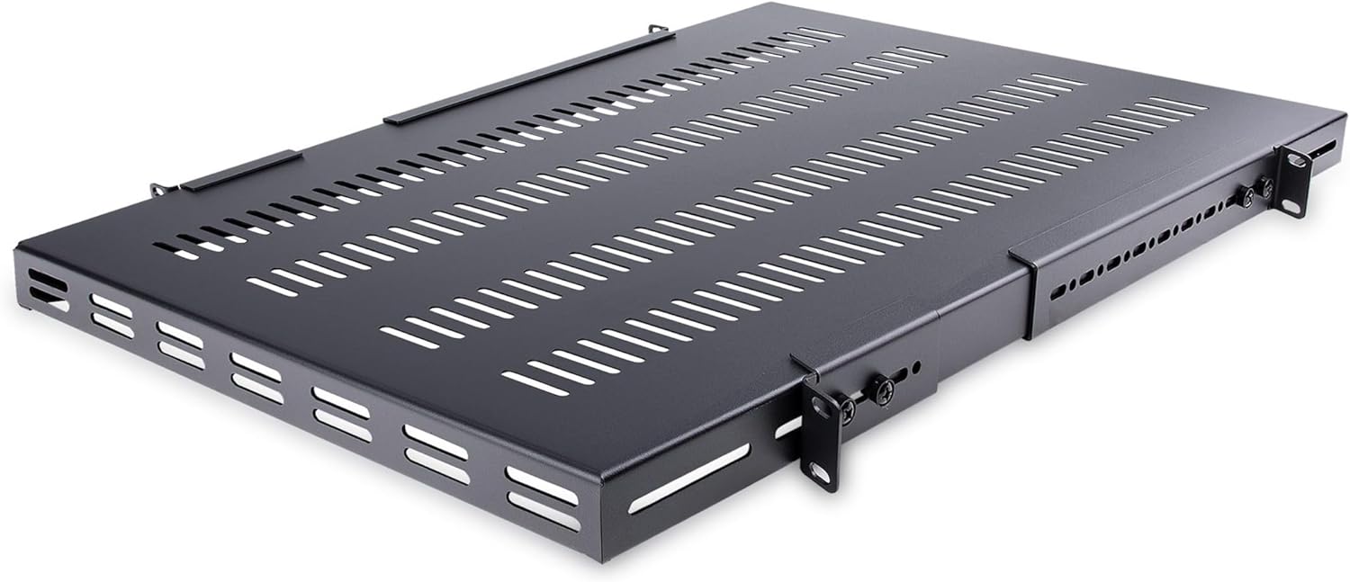 StarTech.com 1U 4-Post Adjustable Vented Server Rack Mount Shelf - 330lbs(150 kg) - 19.5 to 38in Adjustable Mounting Depth Universal Tray 19