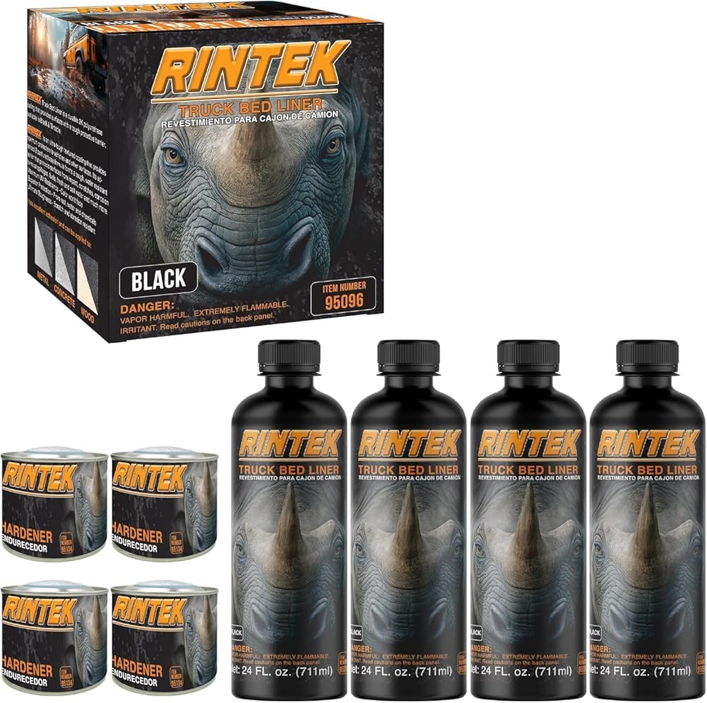 LAUCO Rintek Urethane Spray 1 Gallon Black Bedliner Coating, Heavy-Duty Polyurethane Protective Truck Bed Liner Paint, Waterproof Anti-Slip Impact-Resistant Automotive Coating