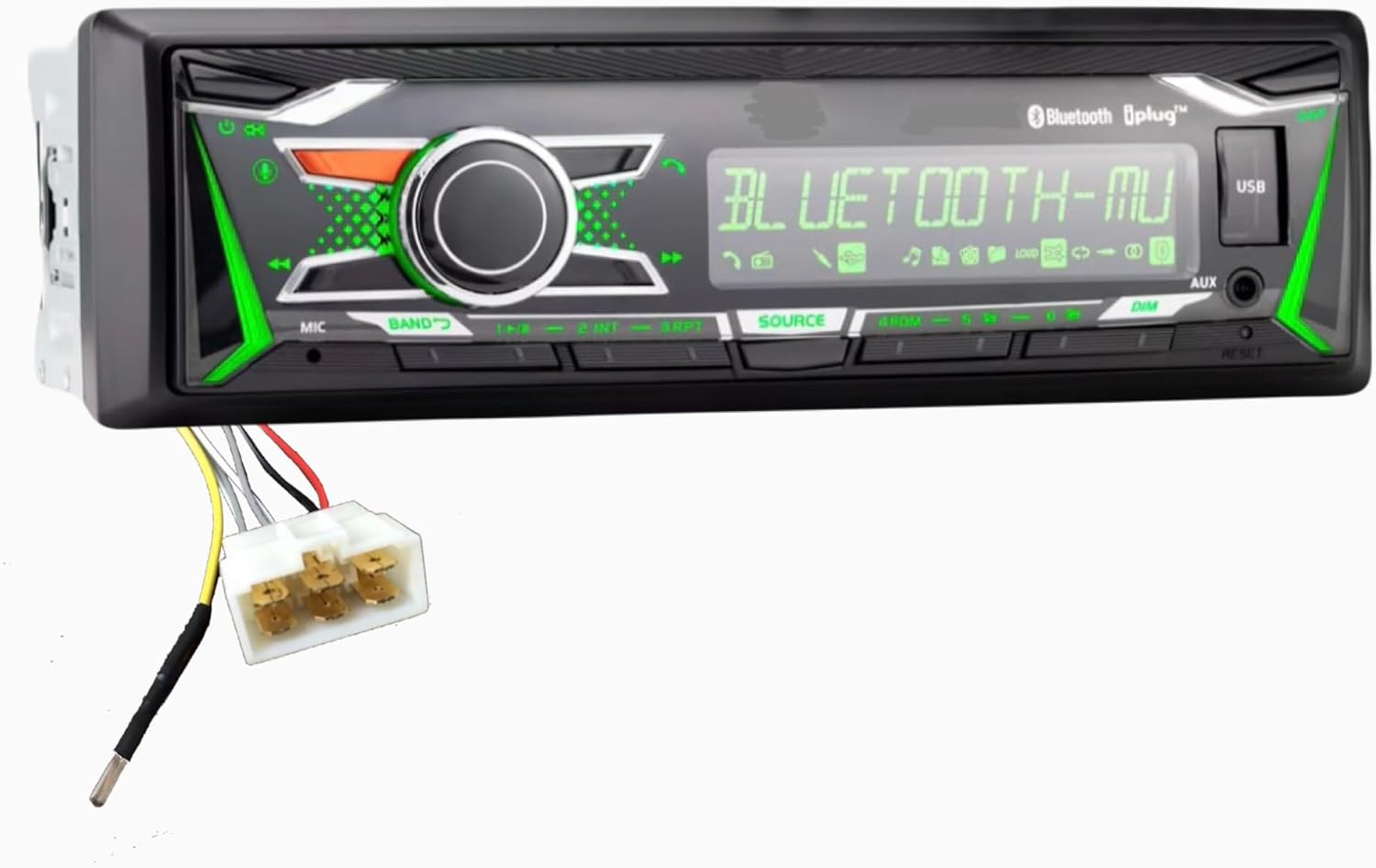 Plug & Play LS Tractor Radio AM FM Bluetooth Streaming Colors Changing Display Direct Connect, Single Din, USBm AUX, 3.5mm Input.