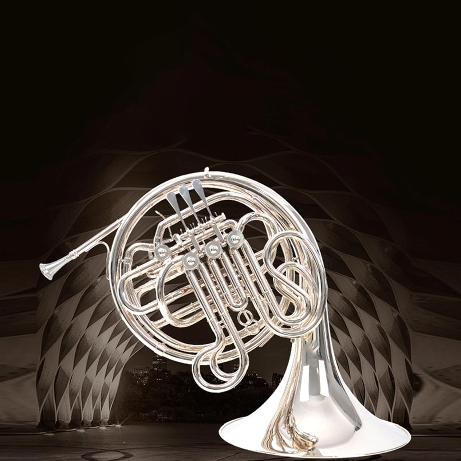 Brass French Horn French Horn Nickel-plated B Flat To F Beginner Exam Performance Nickel-plated Three-key Single Horn