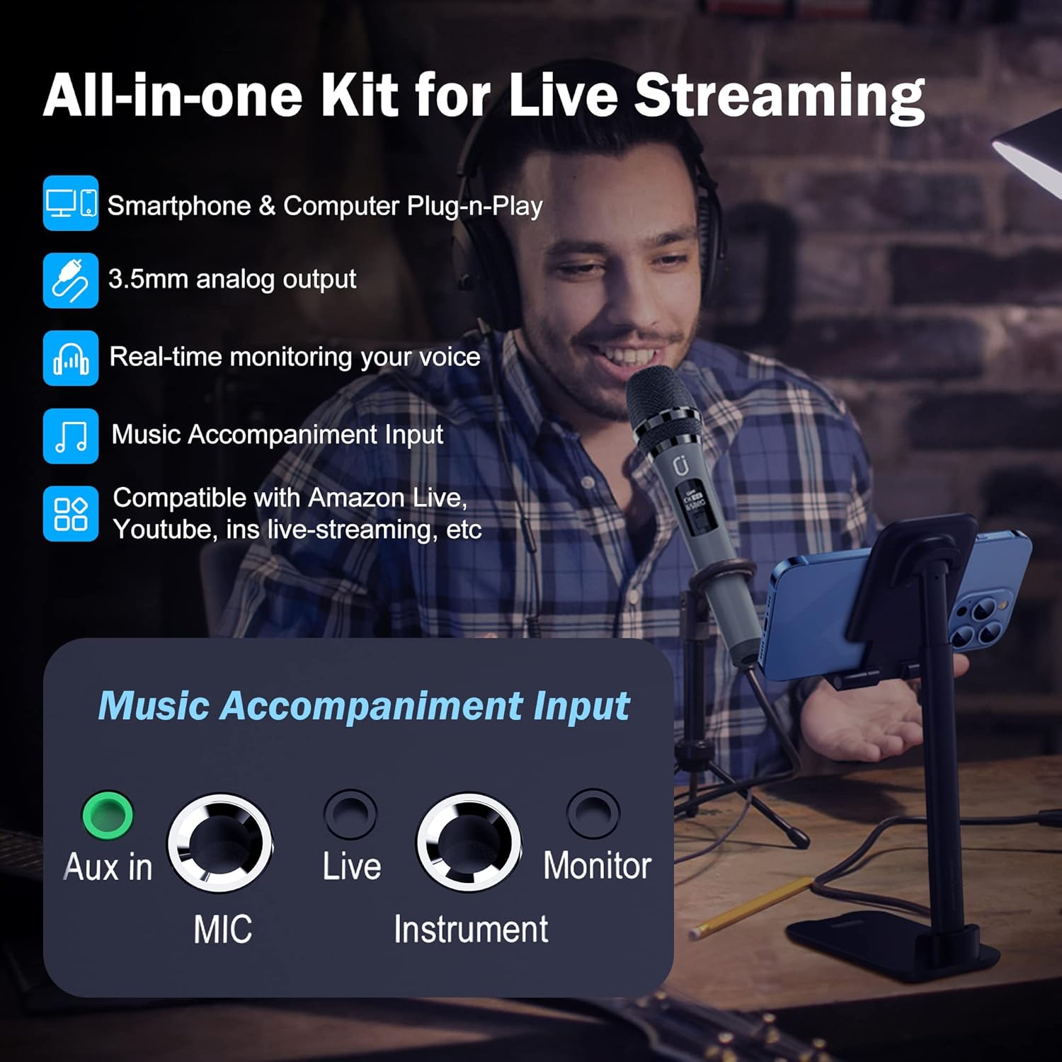 JYX Karaoke Machine with 2 Wireless Mics, 10