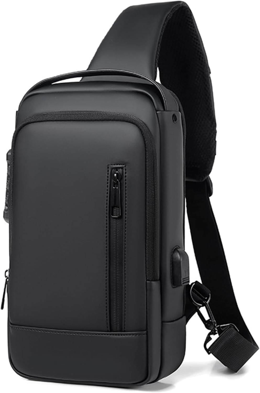 Anti Theft Crossbody Sling Bag for Men with USB Port Waterproof One Strap Shoulder Chest Pack Genuine Leather for Daily Use