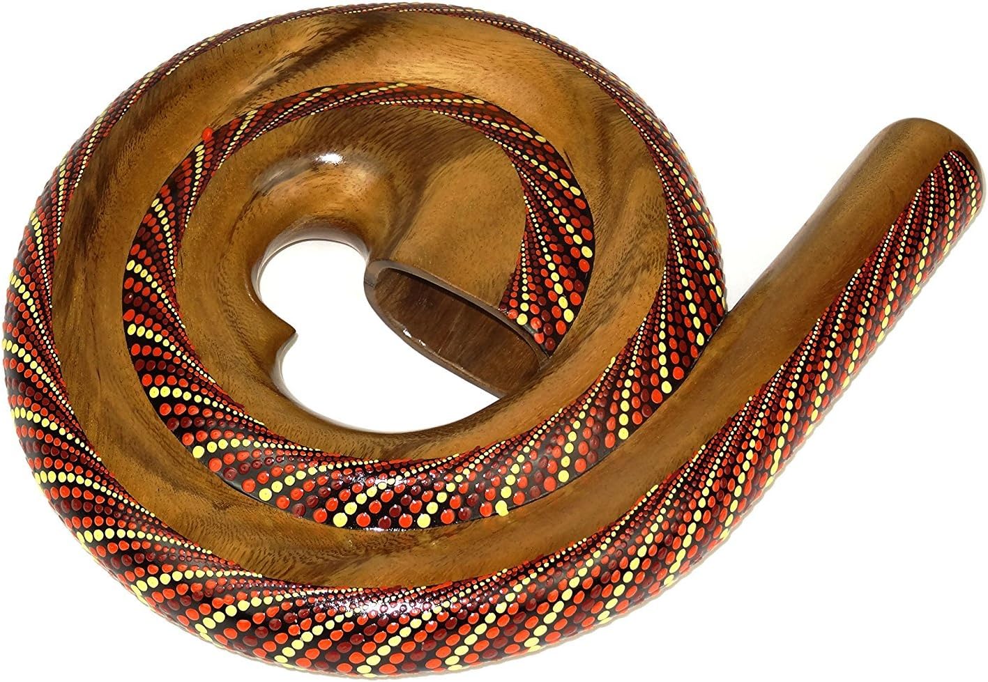 Didgeridoo Instrument – Spiral Shaped Solid Mahogany Travel Didgeridoo – Hand-Painted Aboriginal Style by JIVE, Professional Resonant Tone for Sound Therapy & Circular Breathing (Spiral, Multi Color)
