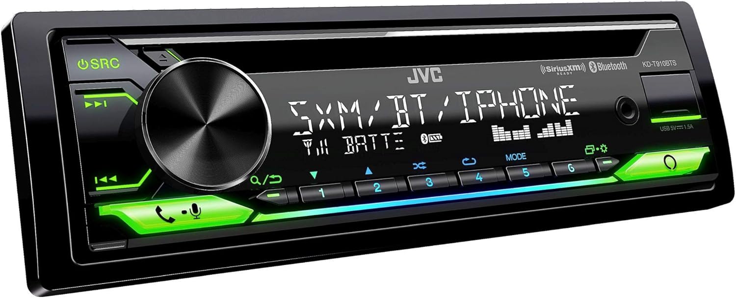JVC KD-T910BTS Car Stereo with Bluetooth, Front USB, AUX, Amazon Alexa, SirusXM Radio Ready, Hi-Power Amplifier (Renewed)