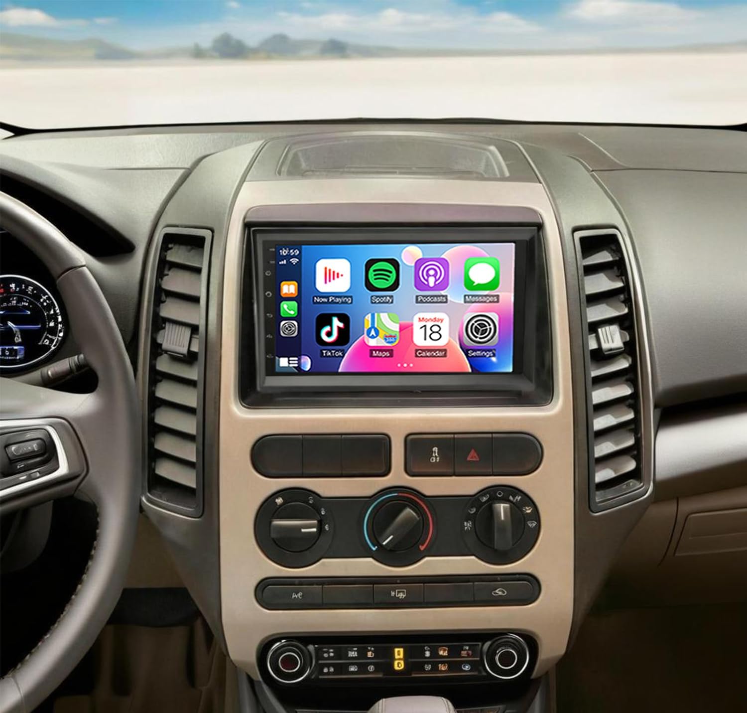 7Inch Double Din Car Stereo Radio for Ford Edge 2007 2008 2009 2010-4G+64G Car Audio Receiver with Carplay/Android Auto,Built-in GPS Bluetooth WiFi FM RDS DSP SWC + Backup Camera