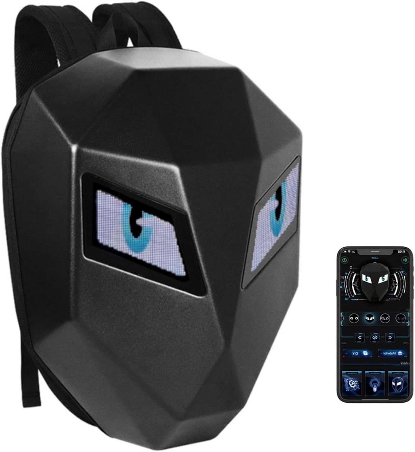 Hard Shell led Backpack, Motorcycle Helmet Backpack, 3D Programmable Full Color Screen Riding Backpack, Mochila para Motociclista De Hombre