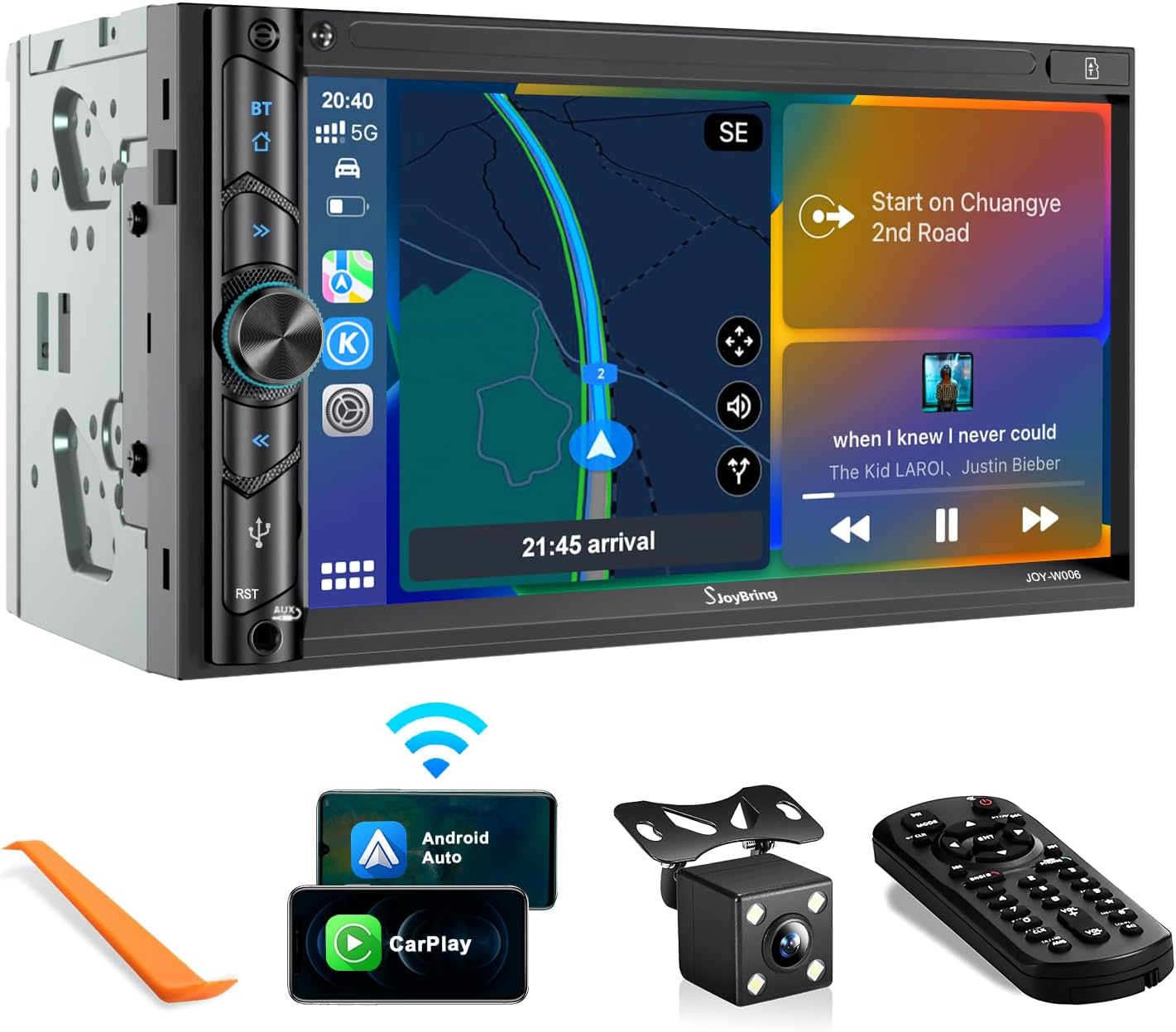 Double Din Car Stereo with Bluetooth, 240W 4.2CHN, 7
