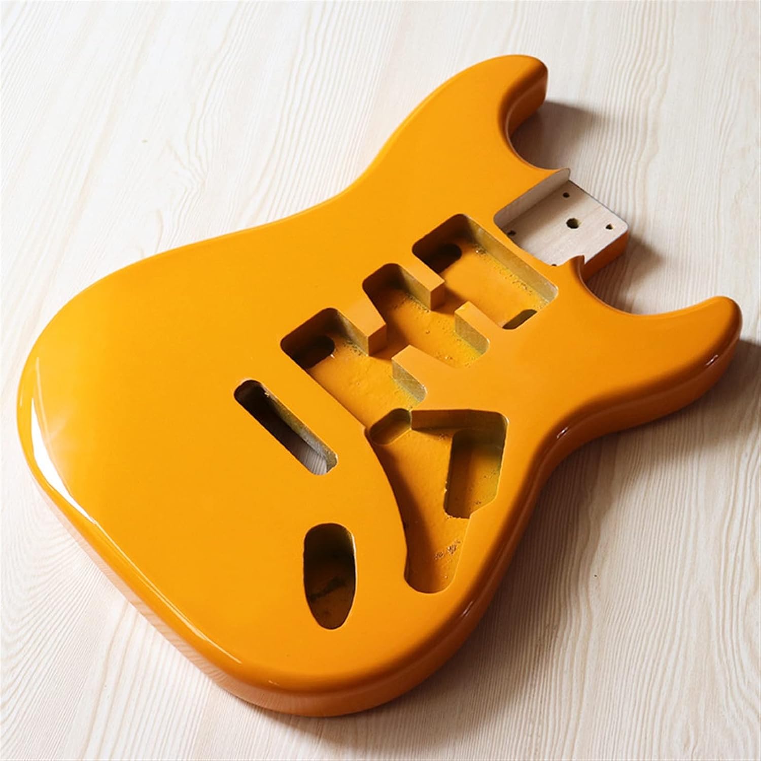 FLFL Poplar Wood Guitar Body Yellow Guitar Barrel High Gloss Finish Wood Body Electric Guitar Parts Accessories Unfinished Guitar Kit
