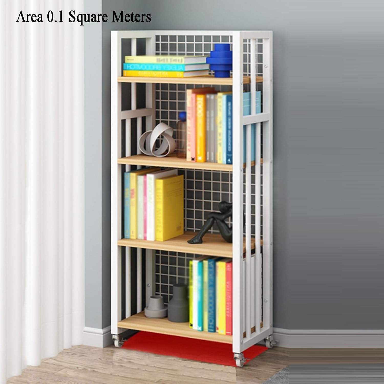 5 Cube Bookshelf,Home Multi-Layer Side Table with Wheels,for Living Room,Study Room,Reading Corner (44.5 X 22 X 150 Cm)(Black+Black) (White+Light Walnut One Size)