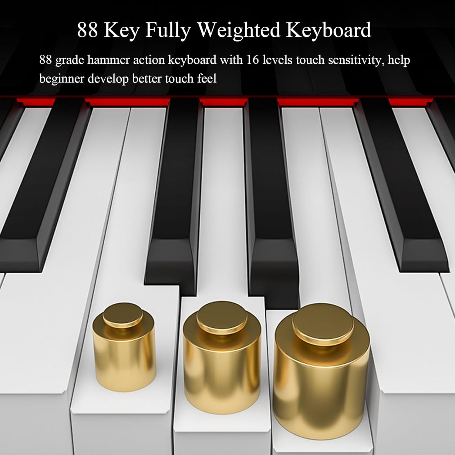 Digital Piano With 88 Hammer Action Weighted Keys Support USB-MIDI & Dual Headphones Electronic Piano For Beginners Professional With Music Stand, Pedal(Beige)