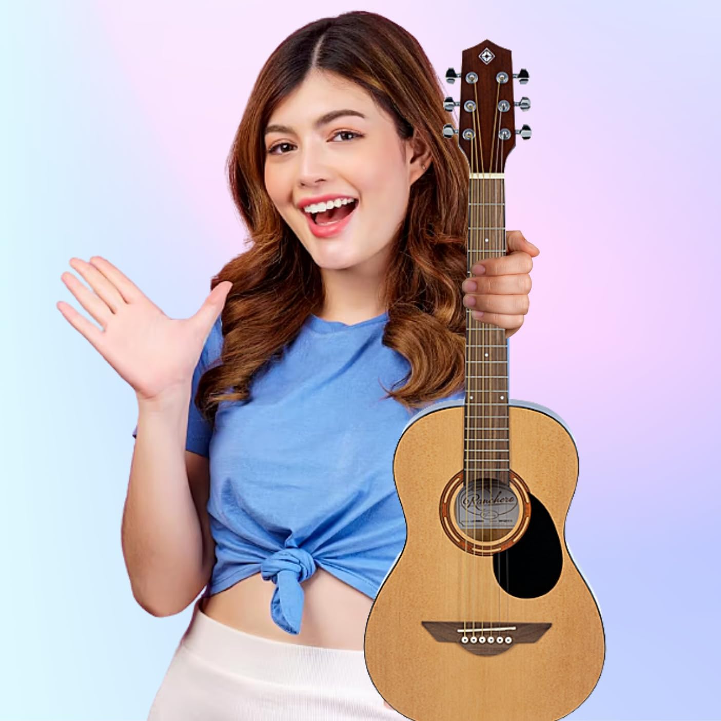 H. Jimenez 6 String Acoustic Guitar, Right, Tan (LGR50S)