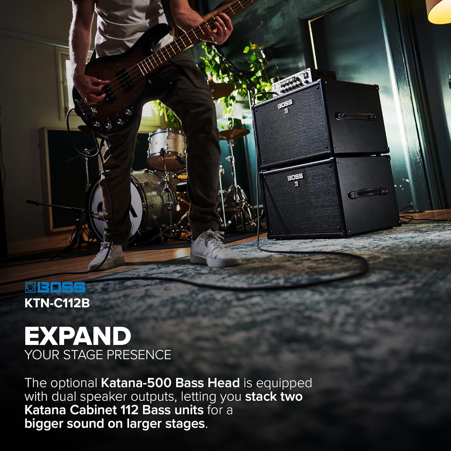 BOSS Katana Cabinet 112 Bass | High-Performance Speaker Cabinet for Professional Bass Applications | Compact Design with 500-Watt Power Capacity | Eminence Neodymium Series 12-Inch Woofer