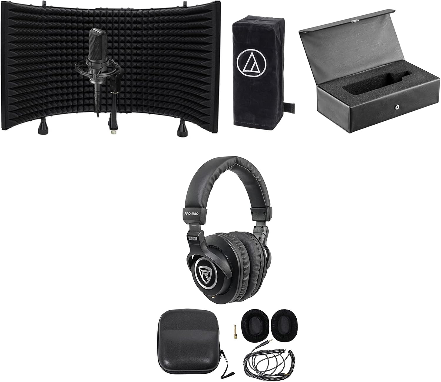 Audio-Technica AT4033A Condenser Microphone+Mount+Cover+Case+Headphones+Shield