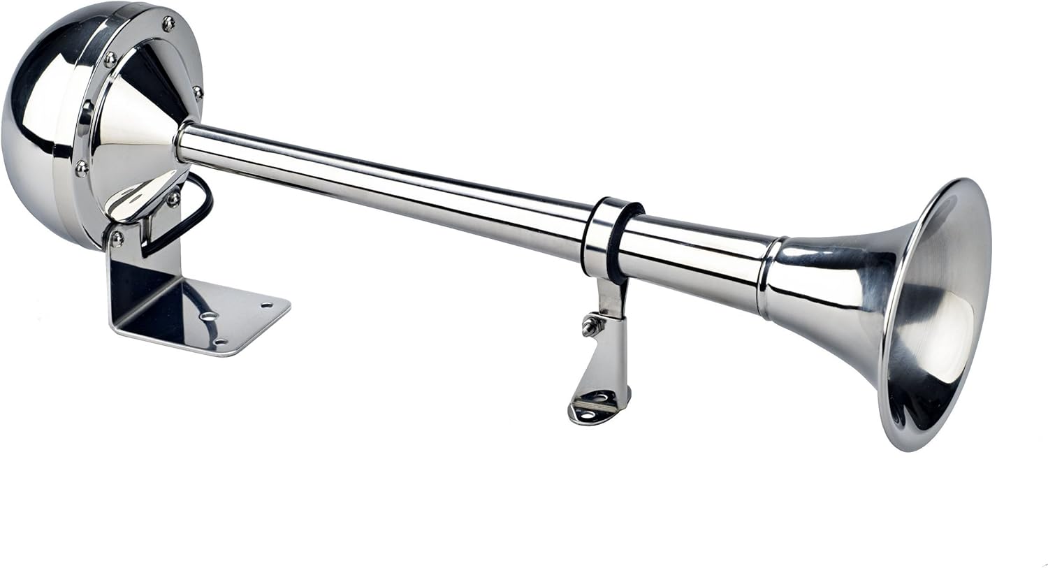 Wolo (110) The Persuader Stainless Steel Single Trumpet Horn - 12 Volt, Low Tone