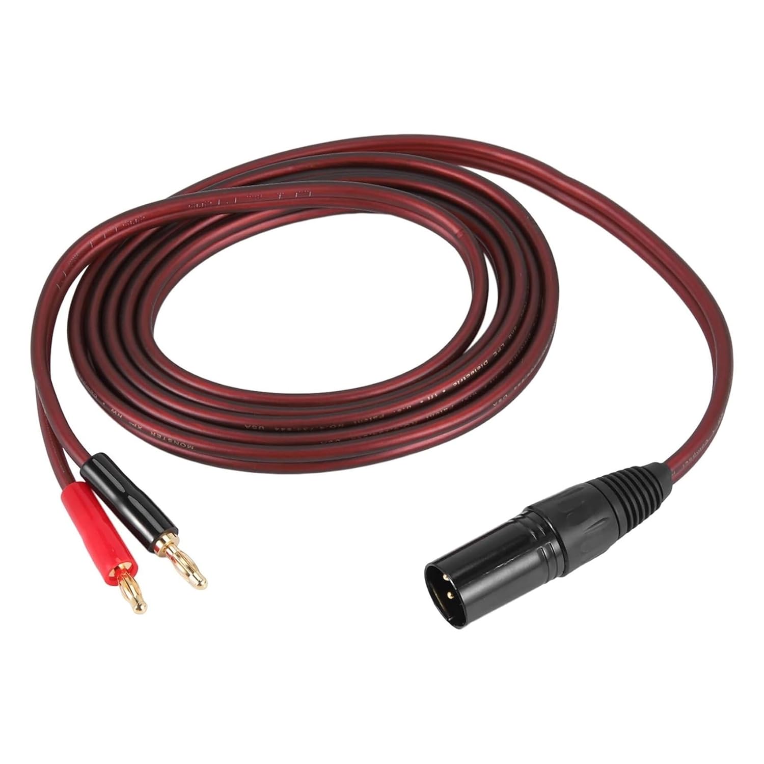 XLR to Banana Speaker Cable – 3 Pin Male to Dual Banana Plugs, Gold-Plated/Gold-Plated, Oxygen-Free Copper for HiFi, Home Theater, Stage