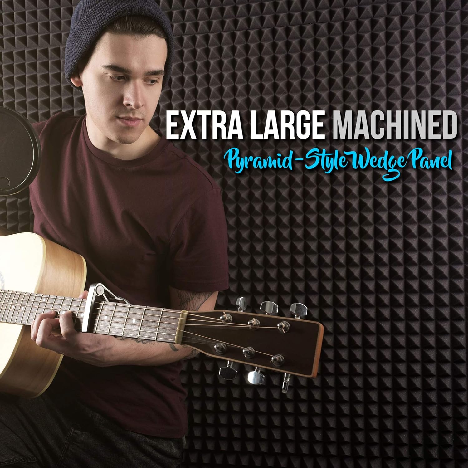 Pyle Acoustic Isolation Absorber Shield Sound Wall Panel Studio Foam and Dampening Wedge with Height Adjustable Stand, Black