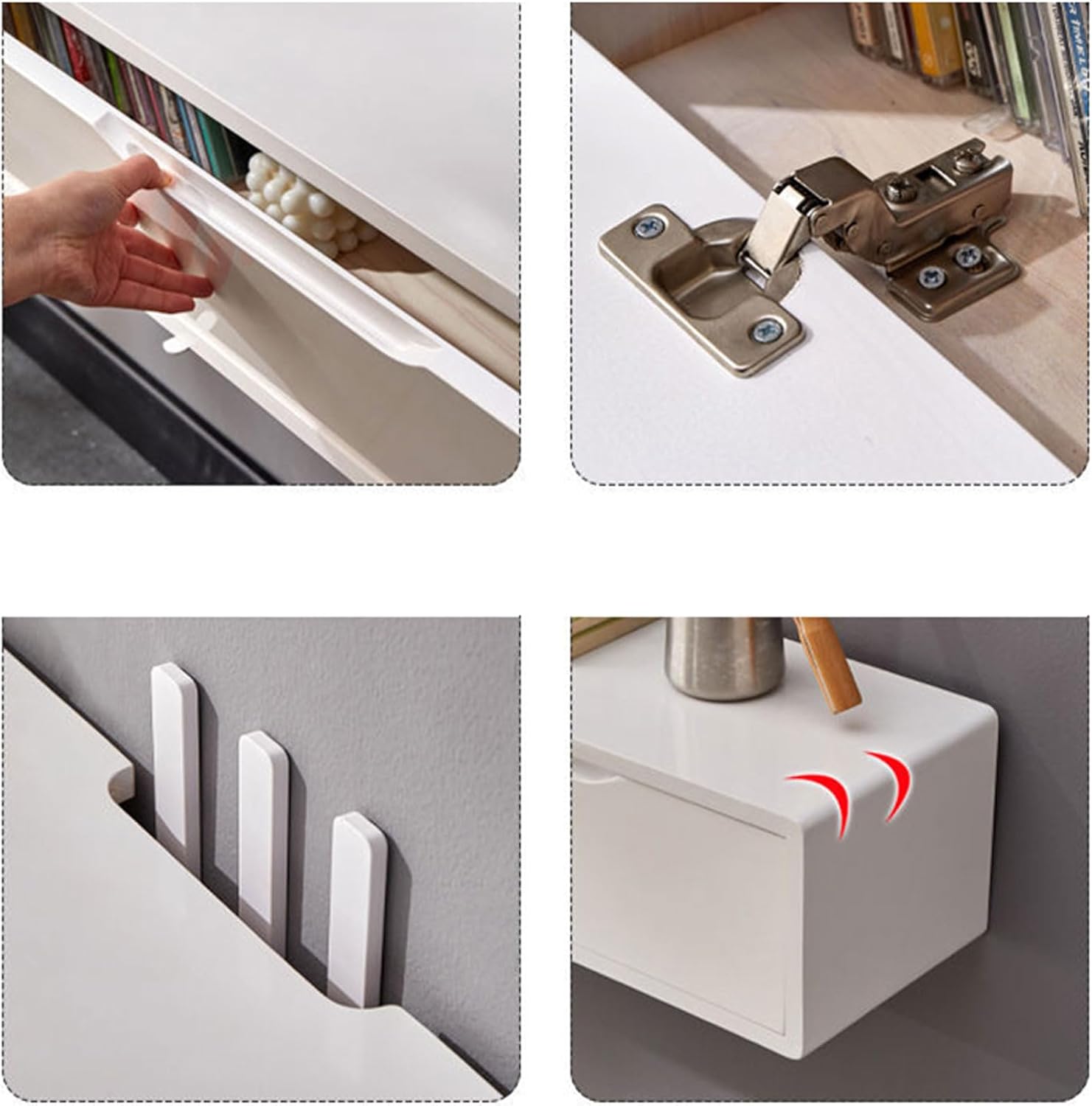 Floating TV Shelf Wall Shelf TV Cabinet TV Stand Wall Mounted Media Console Entertainment Center Storage Cabinet Desk Router Set top Box CD DVD Storage Shelf Wall Mount Corner Shelves White