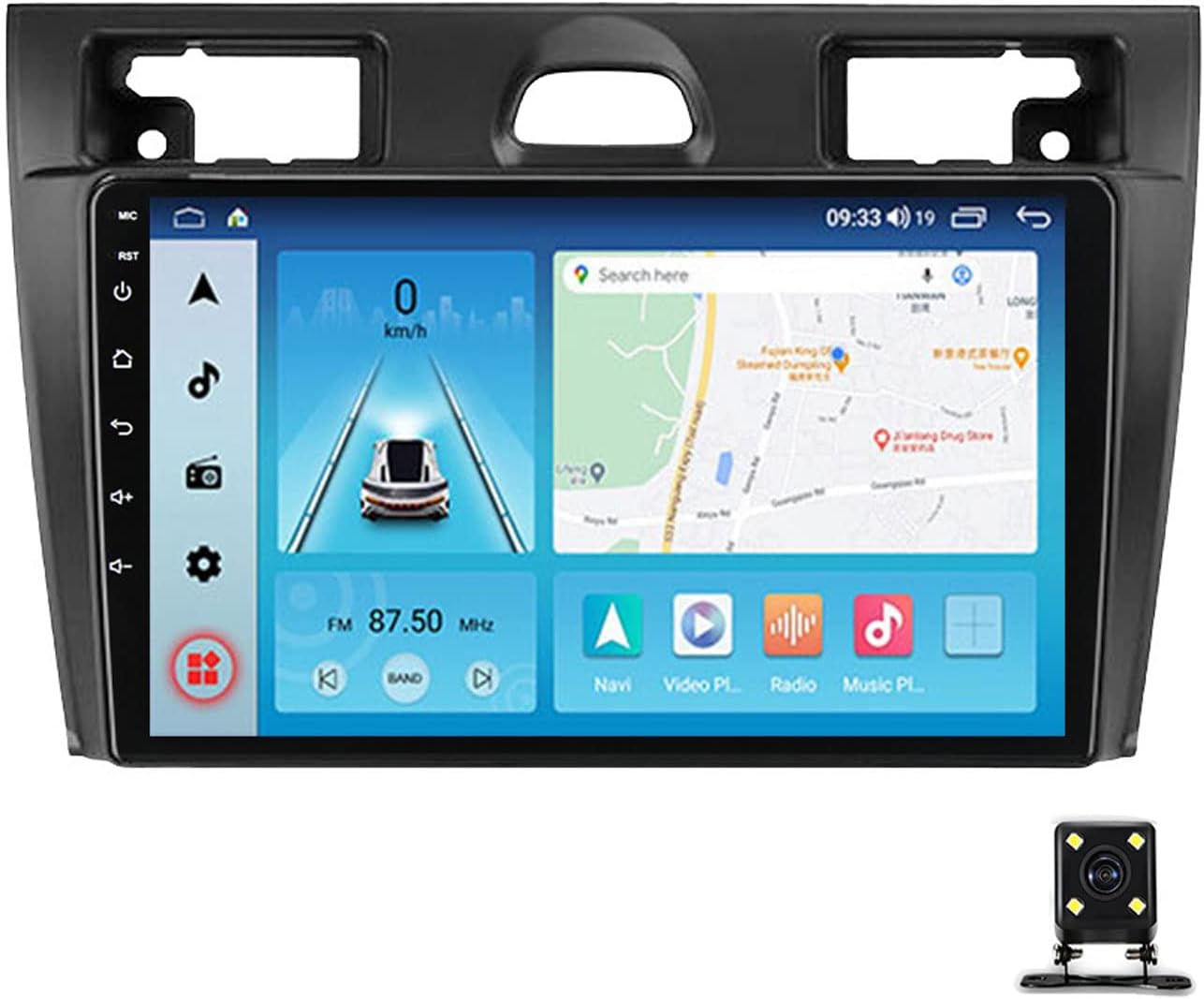 Double Din Car Stereo, 9 Inch Touchscreen Car Radio Receiver for Ford Fiesta Mk5 2002-2008 with Mirror Link, Bluetooth, Backup Camera, Carplay/Auto, DSP, RDS AM FM Car Radio