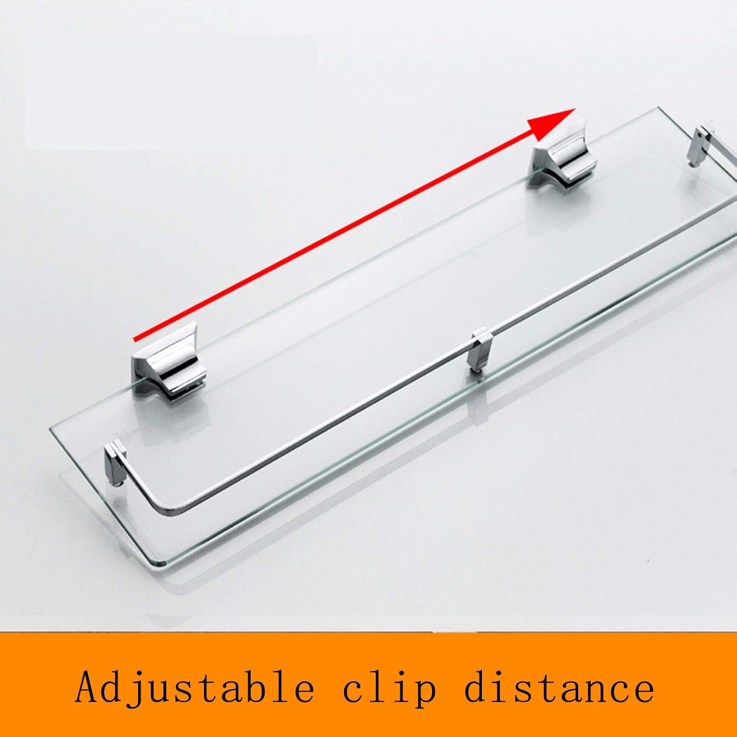 XXIOJUN Aluminum Bathroom Glass Shelf, Tempered Glass Rectangular 8mm Thick Tempered Glass Wall Mounted for Bathroom, Living Room, Bedroom, Kitchen, 6 Sizes (Color : Silver, Size : 31cm)