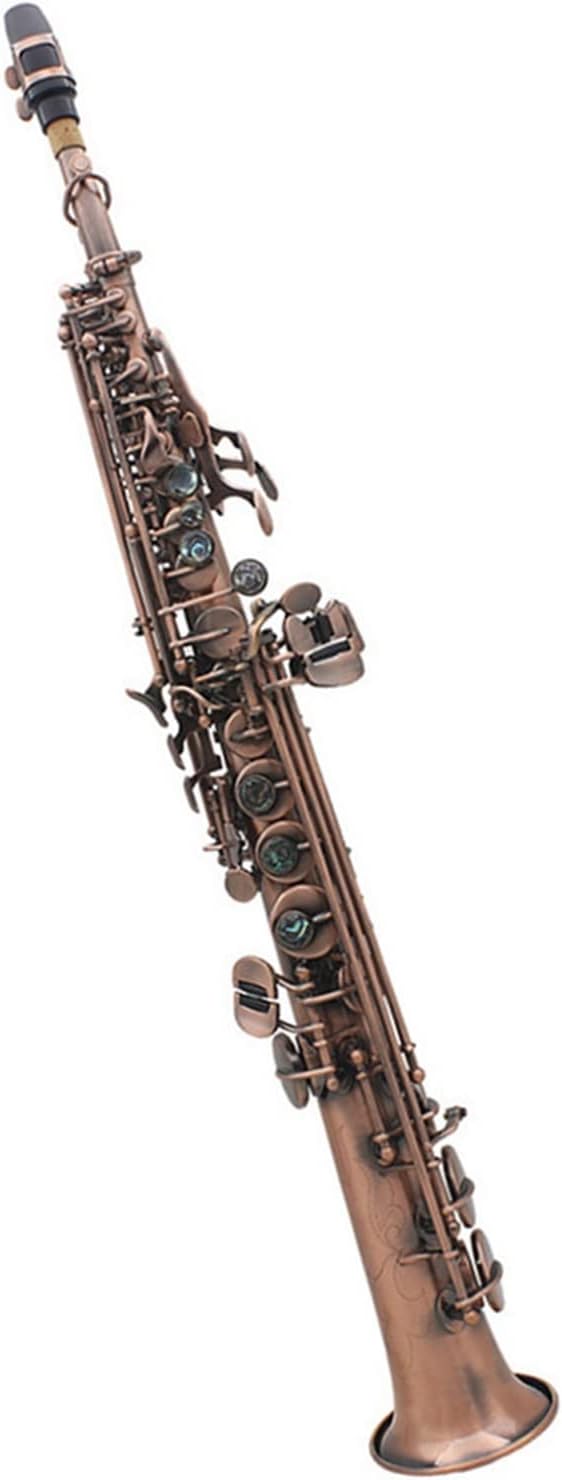 Straight Bb Saxophone Carve Pattern Woodwind Instrument with Case Reed Cleaning Brush Cloth