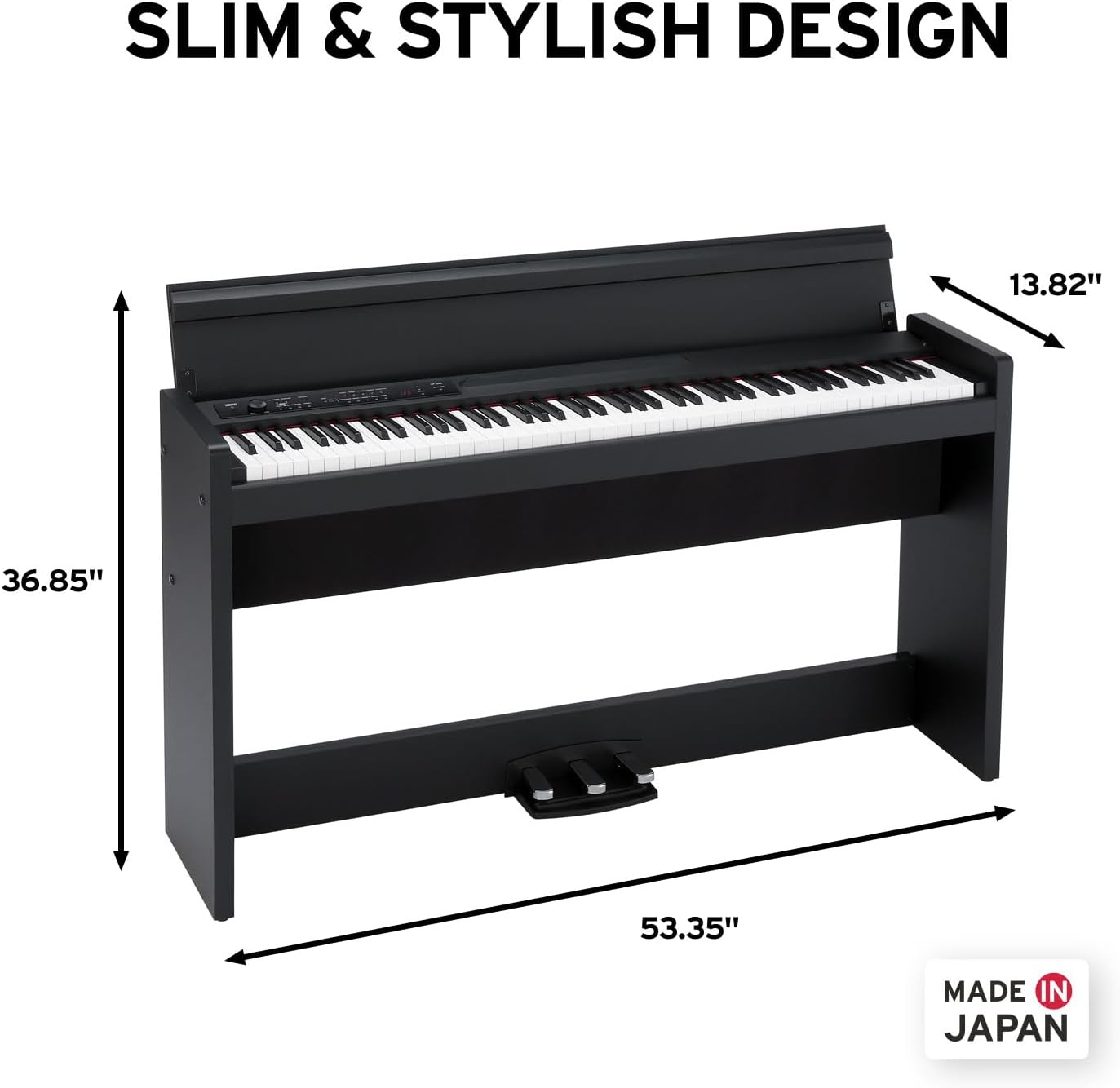 Korg, LP-380U Digital Home Piano with 88-Key Fully Weighted Keyboard, Built-in Speakers, Furniture Stand, and 3-Pedal Unit (LP-380-BK-U)