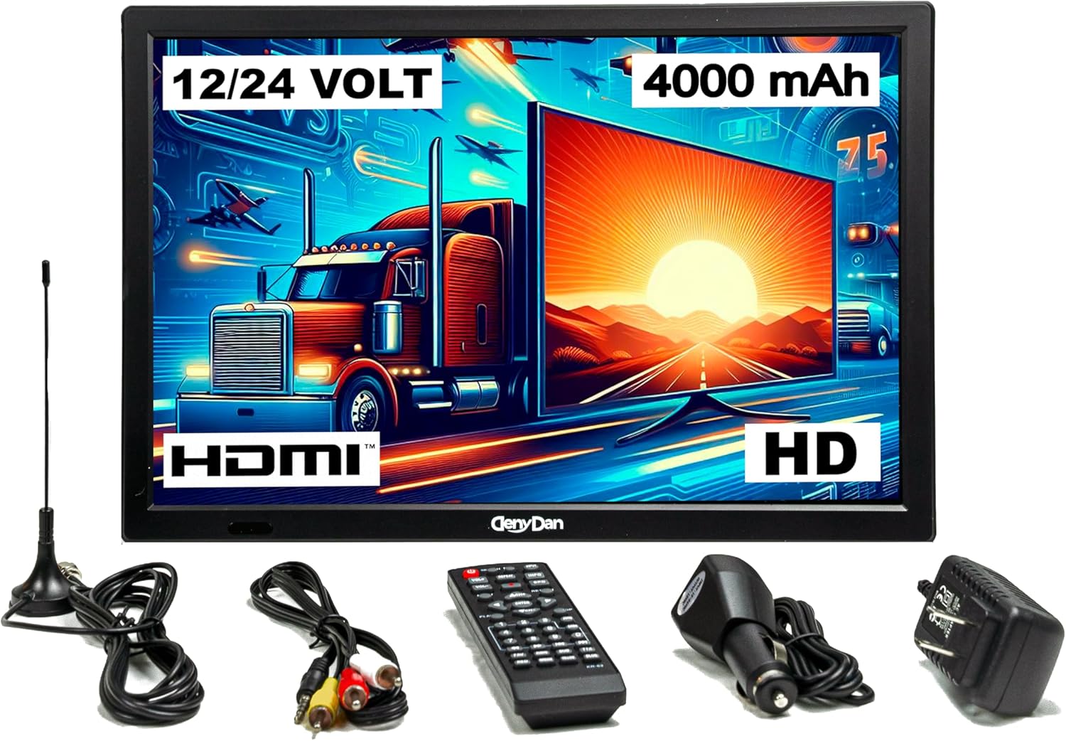 16-Inch Travel TV – Your Ultimate Portable Entertainment Hub for Car, RV, Truck, and Kitchen, Full HD Display, HDMI/USB/AV Inputs, 12V/24V/110V Power Options, Perfect for On-The-Go Viewing