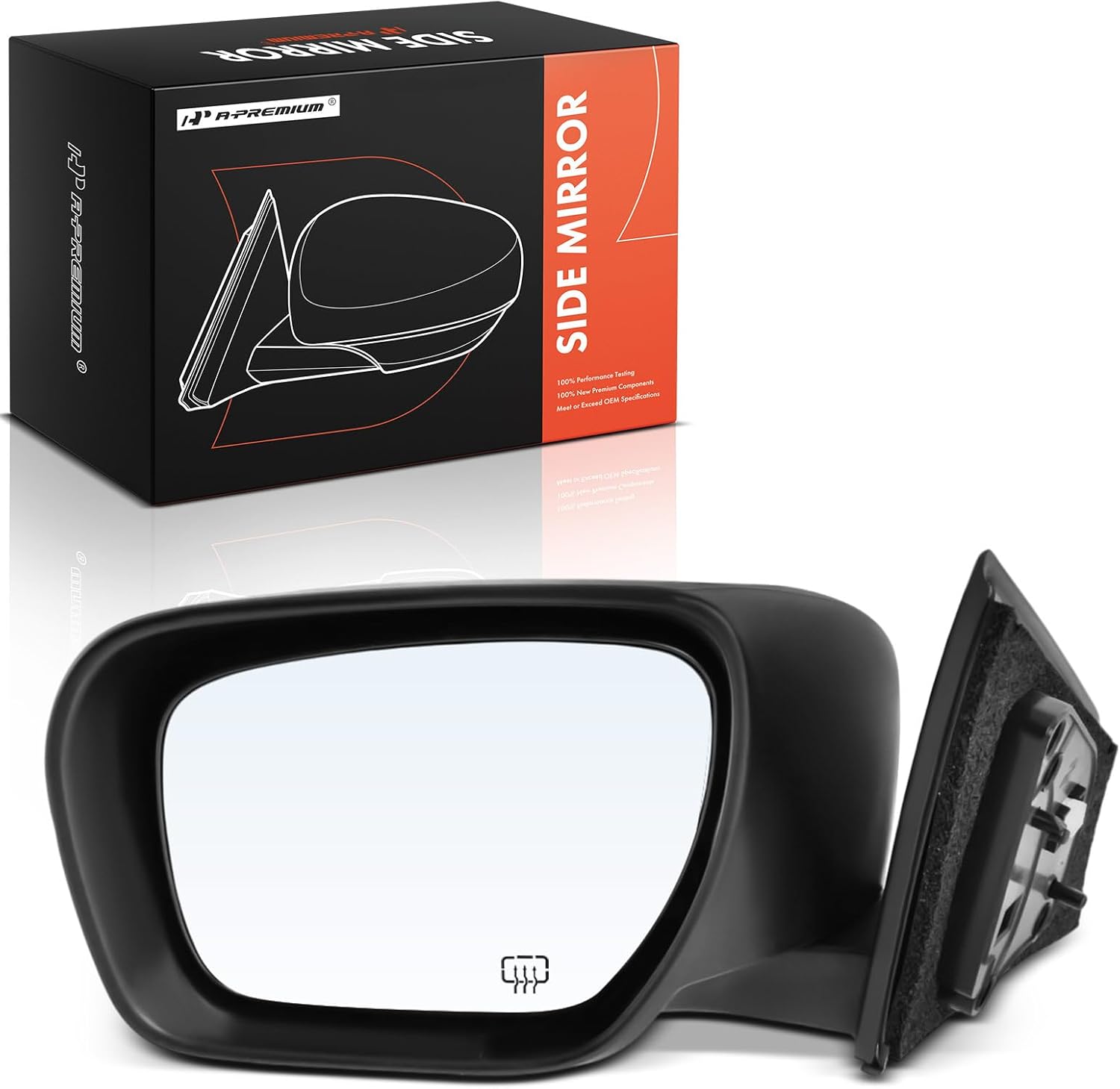 A-Premium Driver Side Power Door Mirror - Compatible with Mazda CX-9 CX9 2007 2008 2009 - Heated Power Folding Smooth Black Outside Rear View Mirror