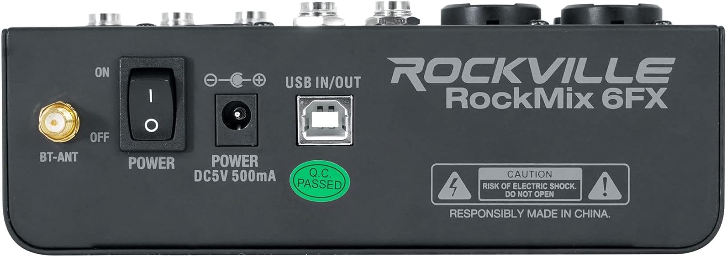 Rockville ROCKMIX 6FX USB Computer Recording Interface Bluetooth Mixer w/Effects