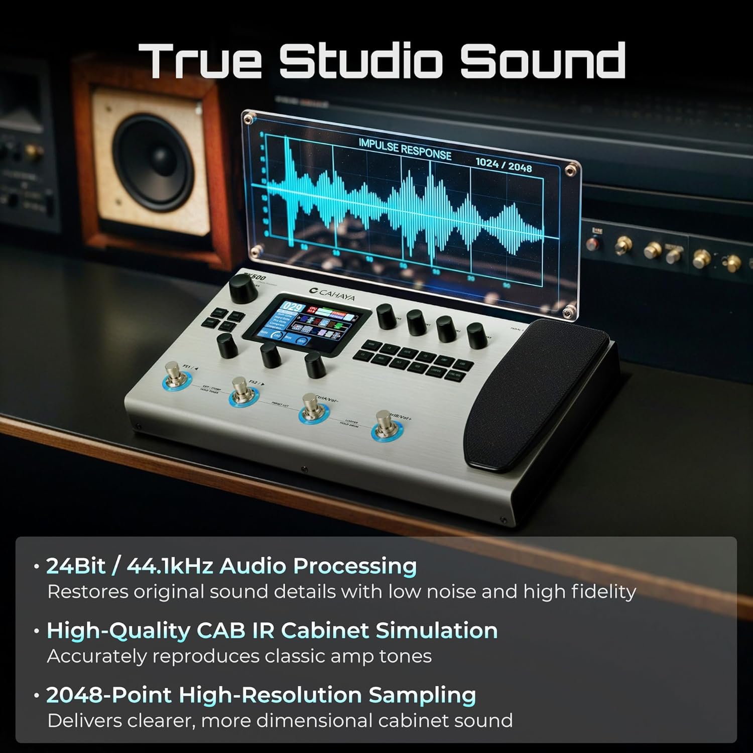 CAHAYA Guitar Pedal Board Multi-Effects: Professional Grade with 320 Effects 120 Amplifier Models Looper IR Cabinet Simulations Multi Effect Processor Pedal Board for Acoustic Electric Guitar & Bass