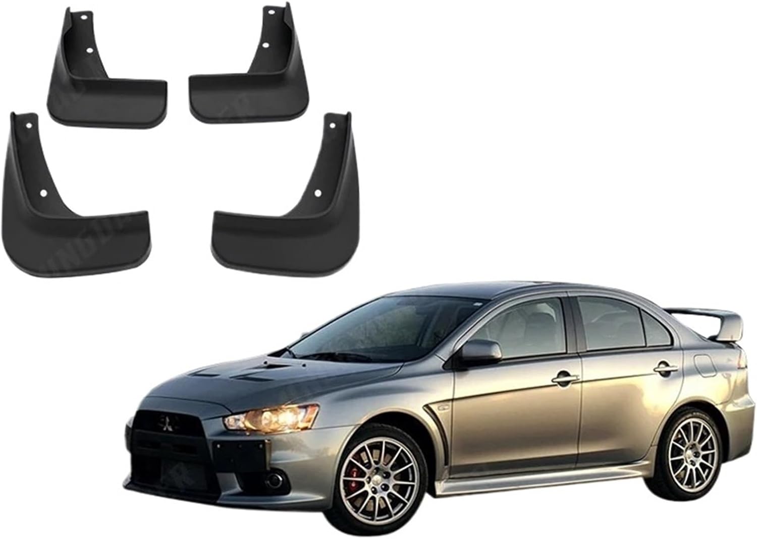 4Pcs Car Front Fender Flares Rear Splash Guards Mud Flaps Mudguards Compatible with Mitsubishi Lancer EX 2008 2009 2010 2011 2012 2013(Basic)