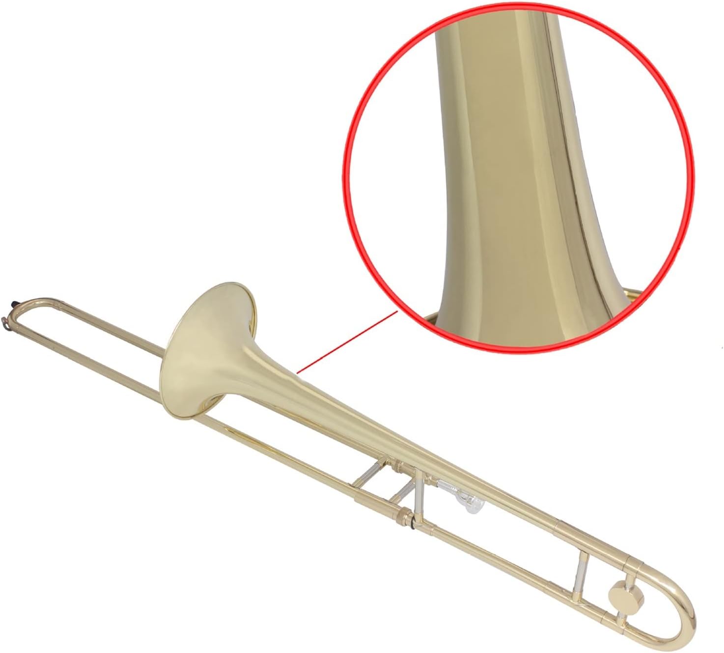 FLFL Student Trombone Alto Trombone Golden Silver Trombone Tube Brass Material (Color : Gold)