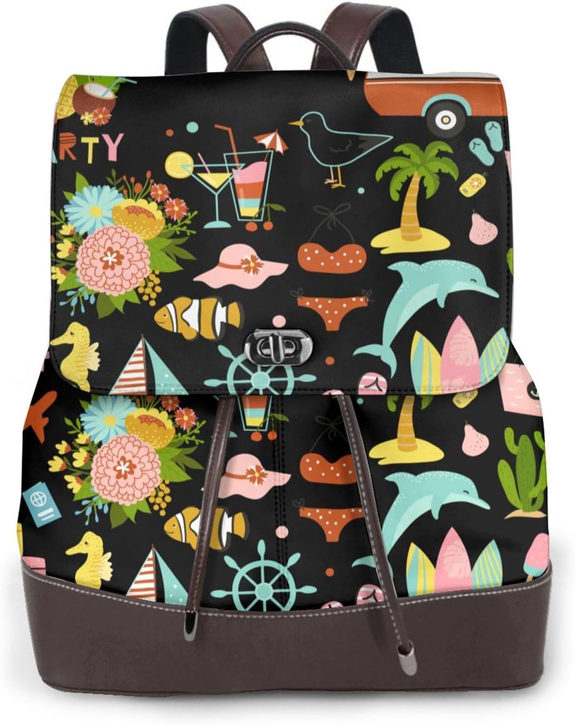 Hello Summer for Womens Backpack Purse Microfiber PU Anti-theft Large Fashion Designer Travel Bag Ladies Shoulder Bags