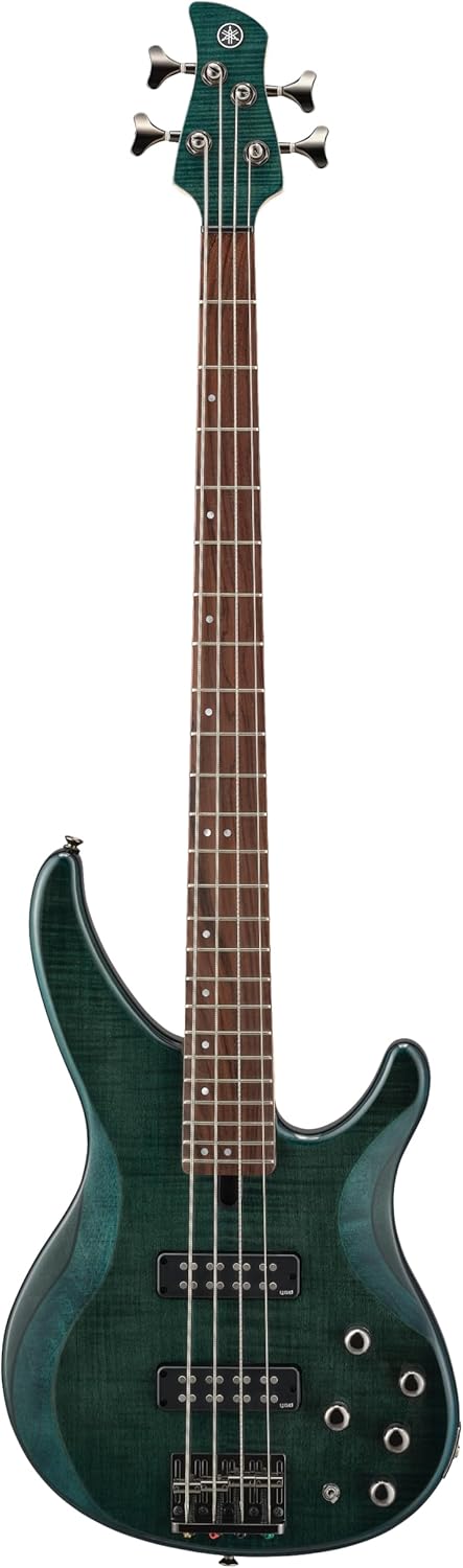 Yamaha TRBX604 4-String Flamed Maple Bass Guitar, Indigo Blue