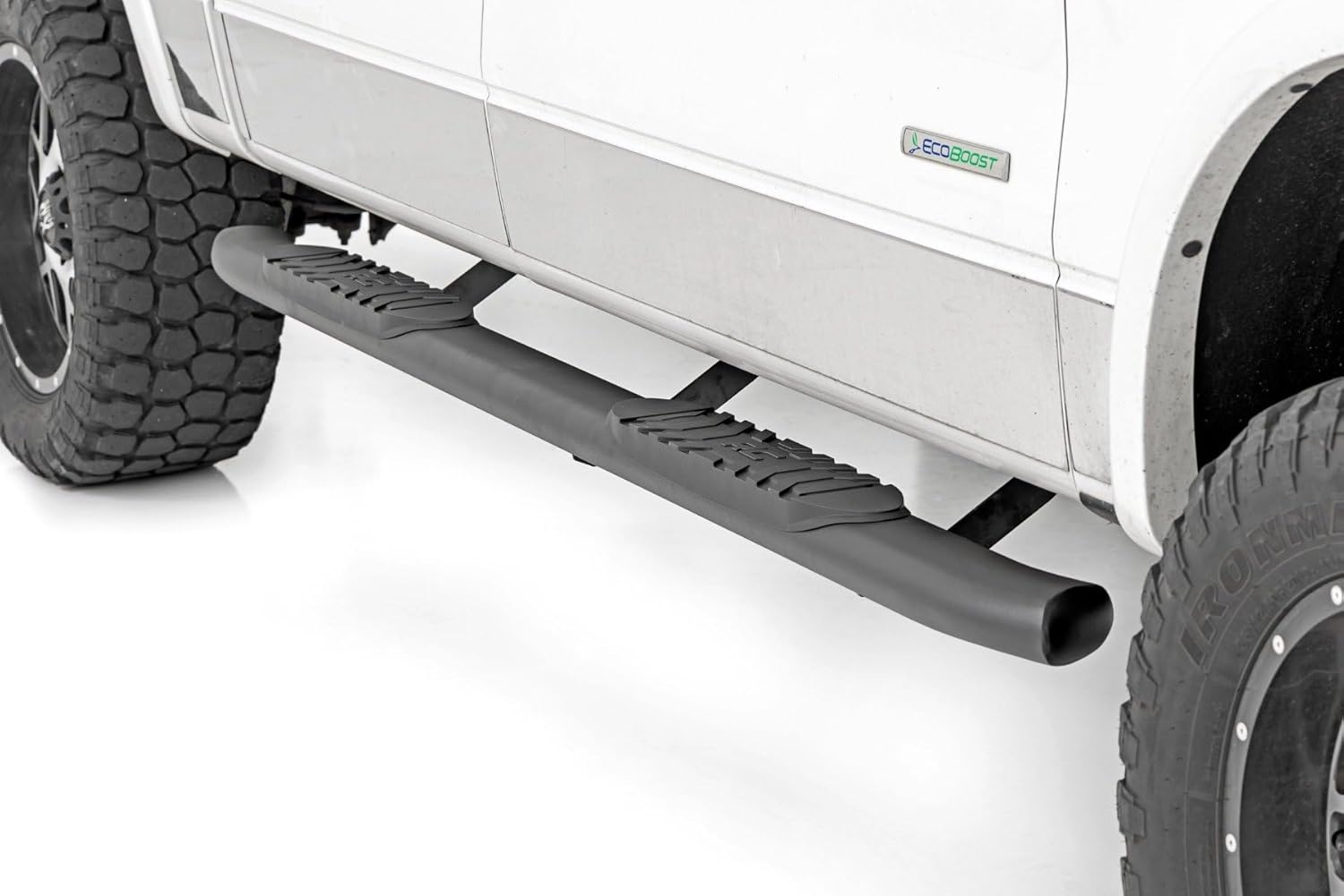 Rough Country Oval Nerf Steps for Ford F-150 (2009-2014) Crew Cab - OEM Style Rails with Built-in Side Steps