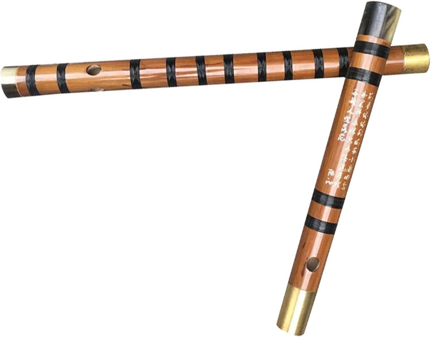 TSTS Chinese Bamboo Flute Brown Double-Insert Brass 2-Section Bamboo Flute Dizi Beginner Woodwind Instrument (Color : F)